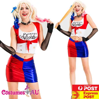 Womens Harley Quinn Costume Suicide Squad Cosplay Ladies Halloween Batman Outfit • $40.84