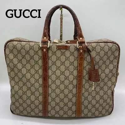 Gucci GG Briefcase Business Bag Top Handle Hand Bag PVC Exotic Leather Brown • $590