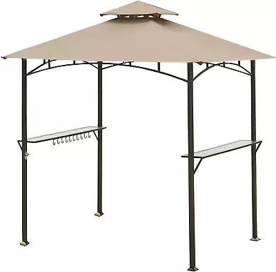 5FT X 8FT Double Tiered Canopy Grill BBQ Gazebo Roof Top Polyester • $55.99