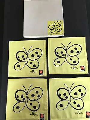 Greetings Vintage Vera NEW In Box Cotton Yellow Butterfly Four Napkins Mikasa • $45