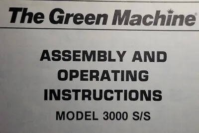 HMC Green Machine Gasoline Handheld Brush Cutter 3000 S S Owner & Parts Manual • $92.72