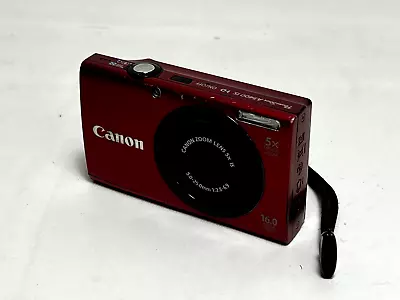 Canon PowerShot A3400 IS 16MP Digital Camera RED *AS IS LENS ERROR* Parts/repair • $29.99