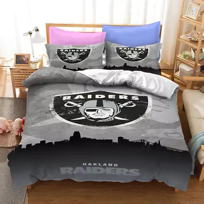 Gift Idea For Fans - Oakland Football Raiders Full Bedding Set (4pcs) • $69.99