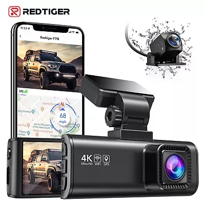 REDTIGER 4K Dash Cam Front And Rear Car DVR Dash Camera WiFi Video Recorder • $159.99