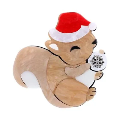 £9.46 • Buy Acrylic Brooch Wear Squirrel Christmas Hat And Earring Pine Pins Women's Jewelry