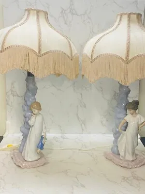 Lladro Nao  How Pretty  And ''My Rag Doll'' Lamp W/ Shade Set Of 2 • $400