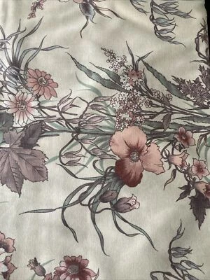 £19.95 • Buy Vintage 60's / 70's Pencil Pleat Pink Floral Curtain 86” Wide 90” Drop Retro X1