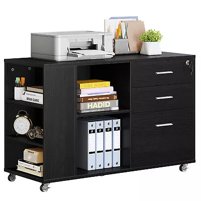 Mobile File Cabinet 3 Drawer Filing Cabinet With Charging Station & USB Ports • $95.99