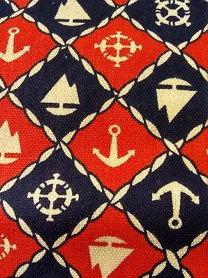 Red White & Blue Nautical Theme Lightweight Canvas Fabric 1.25 Yds X 37  Wide • $8