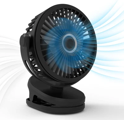 $40.56 • Buy USB Powered Clip On Fan, 5000Mah 360° Rotation Quiet Stroller Fan With Strong Ai