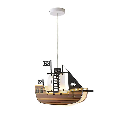 B&Q Hikaru Pirate Ship Brown Pendant Ceiling Light Fitting For E27 Bulb 10W Max • £11.98