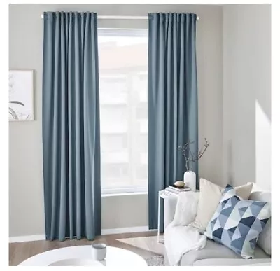 IKEA NEW Curtains Block Out ‘Majgull’ Blue-Grey.  145cm X 250cm. 1 X Pair. • £20
