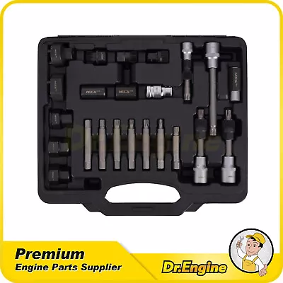 24pcs Alternator Freewheel Pulley Removal Socket Bit Set Garage Service Tool Kit • $52.96