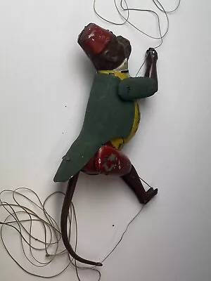 Early VINTAGE TIN TOY CLIMBING MONKEY On String Mechanical Toy 1900’s • $49.99