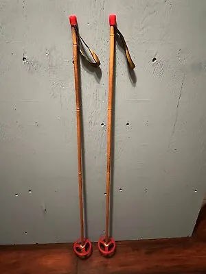 VINTAGE OLD  Set Of Bamboo Snow Ski Poles Measuring 42  Long • $24.76