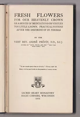 Fresh Flower Heavenly Crown Meditations Virtues St.ThomasFr.Prevot1954Catholic • $19.99