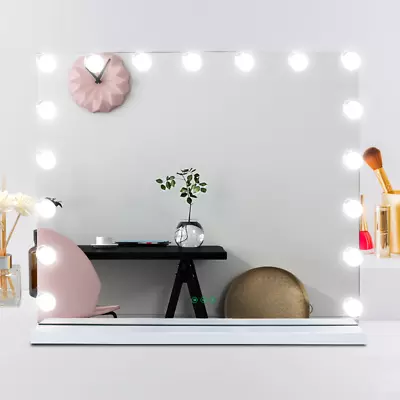 New White 60X50cm Hollywood Vanity Makeup Mirror With Lights 17 LED Light Up UK • £53.82
