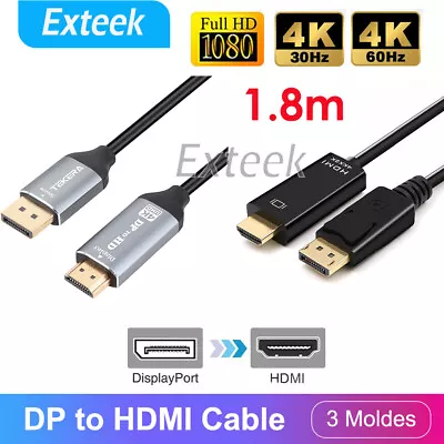 4K@60Hz 4K@30Hz 1080P DisplayPort Display Port DP Male To HDMI Male Cable 4K HD • $20.95