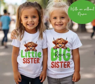 Personalised Sibling~matching T-shirt Baby Gro*Big~sister Little Sistercows • £7.99