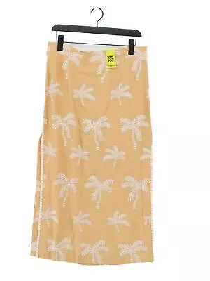 Zara Women's Midi Skirt XL Tan Viscose With Linen Midi A-Line • £12.95