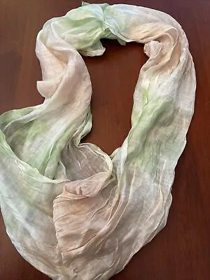 Look 100% Viscose Infinity Scarf 23”x66” Green Pink Ombré  307 • $9.75