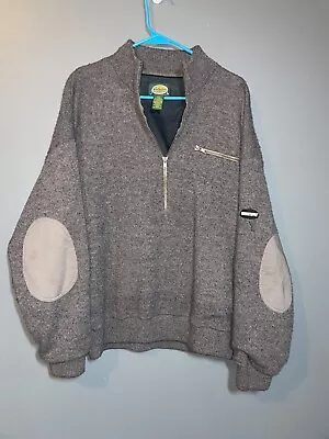 Cabelas Windstopper Sweater Mens Sz L Gray Pullover Lined Wool Hunting Fishing • $35