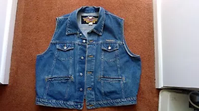 Vintage Harley Davidson Men's Sleeveless Button Up Vest  Denim  Size 2x Or XXL • $20.50