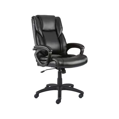 Office Leather Chair Vintage W Arm Executive Desk Chair Modern Swivel Black • $179.99