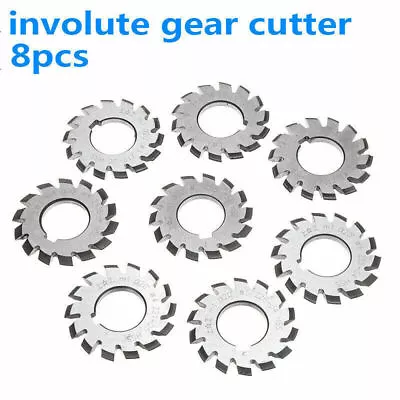 8pcs HSS #1-8 M1 20 Degree Involute Gear Milling Cutter Machining Module Kit • £60.40