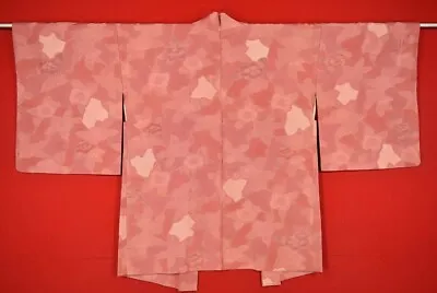 Vintage Japanese Kimono Silk Antique HAORI Kusakizome SHIBORI Dyed/S6Y6/580 • £38.40
