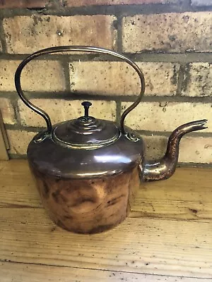 Large Antique/vintage Copper Kettle Collectable Metal Teapot Brass Handle • £42