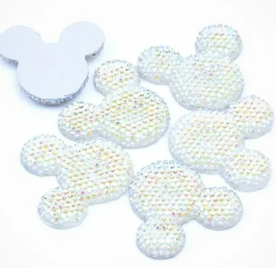 5PC White Mickey Mouse Flatback Embellishments Hair Bows Cupcake Toppers Crafts • $7.12