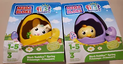 MEGA BLOKS New Lot Of 2 FIRST BUILDERS Block Buddies Spring Egg BUNNY  & CHICK • $15