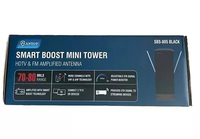 Antop SBS-805 Smart Boost MINI TOWER HDTV & FM Amplified Antenna - Black  • $38