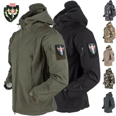 Mens Tactical Coat Combat Waterproof Jacket Winter Warm Hooded Outdoor Jacket • £22.79