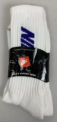 Vintage Nike Spellout Crew Socks White & Blue Sock Size 10-13 Made In USA New • $50