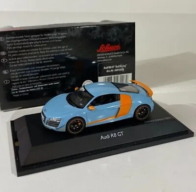 1:43 Scale Diecast Audi R8 GT Gulf Racing  By Schuco Blue-Orange 450722600 • $69