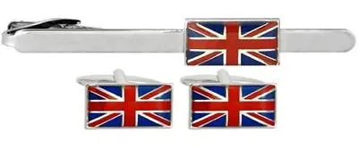 Mens Union Jack Flag Cufflink & Tie Clip Set • £51.21