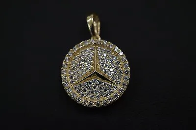 10K Solid Yellow Gold Mercedes Benz Pendant Cubic Zirconia High Quality!!  • $280