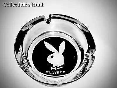 Playboy Round Thick  Glass Ashtray Cigarette Smoking Ash Tray Home Pub Garden • £10.99