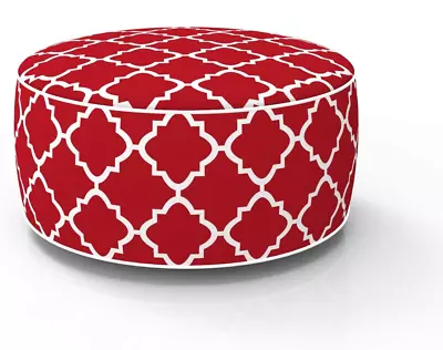 Outdoor Inflatable Ottoman Round 53X53X23 Cm Red Geometry Pattern Patio Foot Sto • $37.12