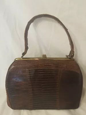 Vtg 1940s Brown Lizard Skin Bag Purse Pocketbook  • $21.95