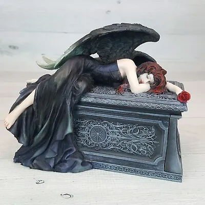 Veronese Gothic Weeping Angel Lying On Slide Out Coffin Box 7  Sculpture Figure • $129.99