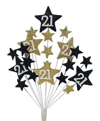 STAR BIRTHDAY CAKE TOPPER BLACK & GOLD 18th 21st 30th 40th 50th 60th 70th 80th  • £11.99