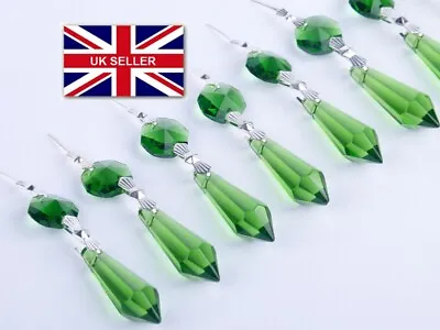 £5.39 • Buy 5 Green Chandelier  Glass Crystals Sun Catcher Leaf Drops Prisms Garden Droplet 