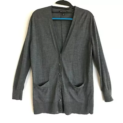 Banana Republic 100% Merino Wool Cardigan Women Size M Gray Button Up Pockets • $13.95