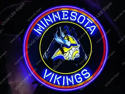 Minnesota Vikings Football 24 X24  Vivid LED Neon Sign Light Lamp With Dimmer • $249.99