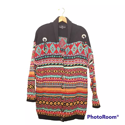 Carole Little Womens Vintage Western Sweater Coat Sz L Beaded Ranch Prairie • $42.24