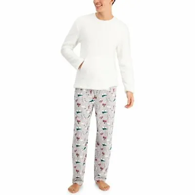 Family Pajamas Mens XL Polar Bears Set Sherpa Top Soft Holiday Christmas NWT • $12.39