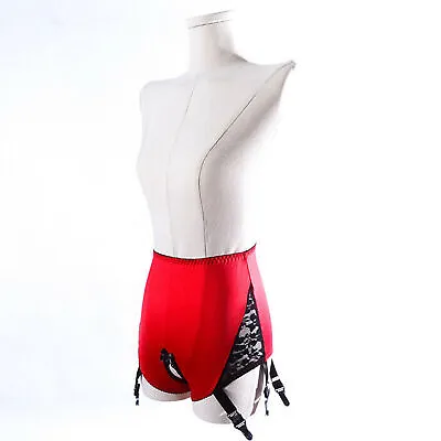 Open Crotch High Waist Garter Panty 6 Straps Suspender Belt Sexy Girdle Red • $24.34